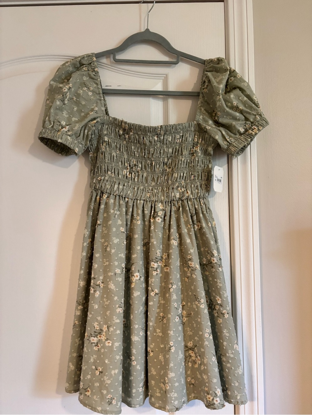 Altard State NWT Smocked Puff-Sleeve Dress in Sage Floral